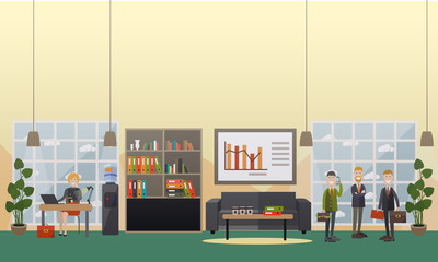Office life concept vector flat illustration