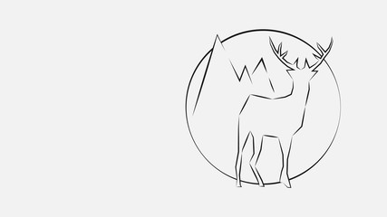 flat, stylish icon with deer, for interior, design, business card, advertisement, cover, walls