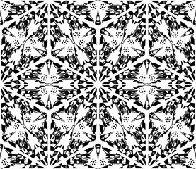 Kaleidoscope  pattern vector.  Psychedelic design element for wallpaper, scrapbooking, fabric. Monochrome fantastic background.