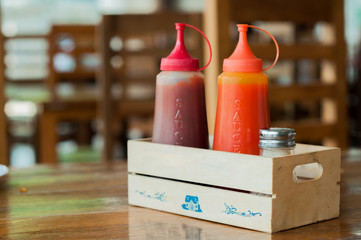 Ketchup and chilli sauce