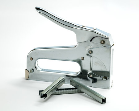 Well used construction staple gun with extras