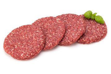 Raw fresh hamburger meat isolated on white.