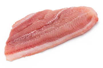 Fillet of Fish Pangasius. Isolated on white background.