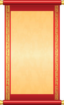 Chinese scroll illustration on white background