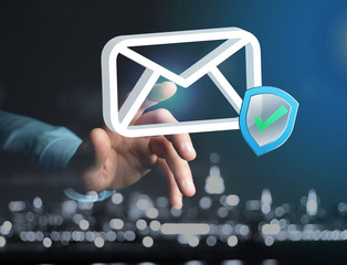 Approved and verified Email symbol displayed on a futuristic interface - Message and internet...