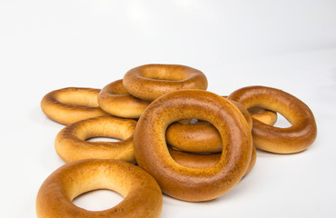 small bagels on a white background