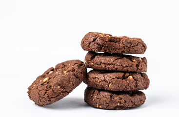 Chocolate chip cookies isolated on white background