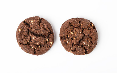 Chocolate chip cookies isolated on white background