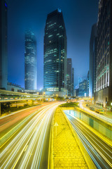 Fototapeta na wymiar City street view and office buildings Hong Kong