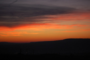 sunset over the field and the meadow
