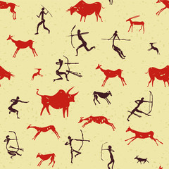 Set of rock paintings vector pattern