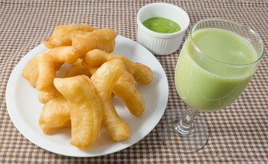 Deep Fried Doughstick with Custard Cream and Soybean Milk