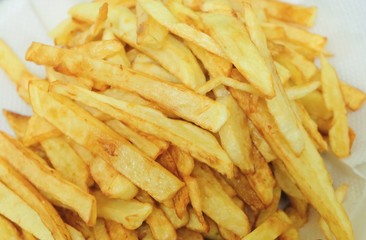 Golden Pile of Homemade Fried French Fries