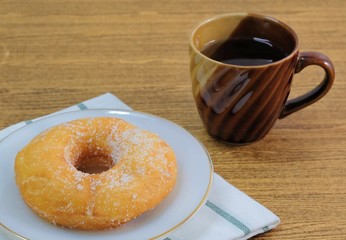 Glazed Donut with Sugar Served with Tea