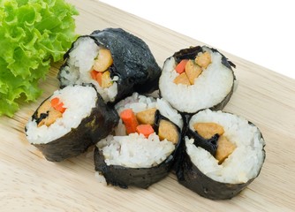 Veggie Sushi Rolls or Vegetable Maki Isolated on White