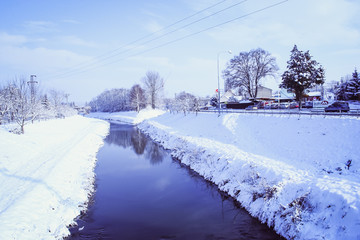 winter landscape with a rich snowflake
