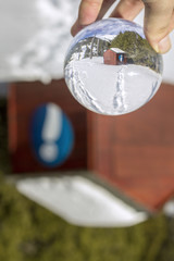 Roc Del Quer sightseeing trekking trail, tourist information booth. Andorra.