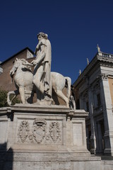 Fototapeta premium Piazza del Campidoglio - Statue of Castor at the Cordonata stairs in Rome, Italy