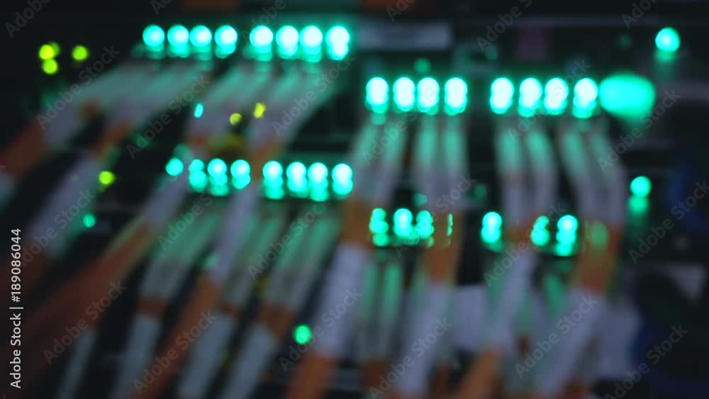 Poster fiber optical connector interface. rack mounted servers in a server room, server rack audio cable. s