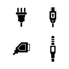 Plug. Simple Related Vector Icons Set for Video, Mobile Apps, Web Sites, Print Projects and Your Design. Black Flat Illustration on White Background.