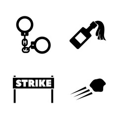 Strike. Simple Related Vector Icons Set for Video, Mobile Apps, Web Sites, Print Projects and Your Design. Black Flat Illustration on White Background.