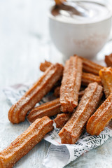 Churros with hot chocolate.