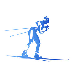 Cross-country skiing, abstract geometric vector silhouette