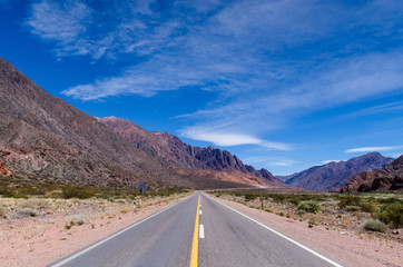 View of mountain slopes and peaks of Andes near RN 7 (Ruta Nacional 7), Argentina
