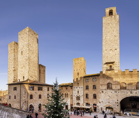 Piazza Duomo, San Gimignano, Siena, Tuscany, Italy