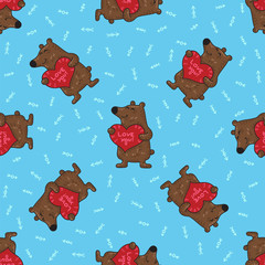 Cute doodle tribal seamless pattern with bears.