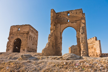 Merinides tombs, viewpoint from top of the city of Fez, Morocco, Africa