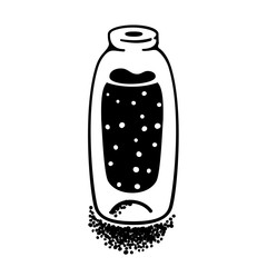 Ink doodle of bottle with starry night sky. Vector illustration isolated on white