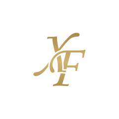 Initial letter XF, overlapping elegant monogram logo, luxury golden color