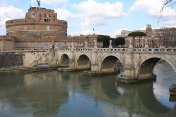 Saint Angel Castle and bridge in Rome. Italy.