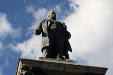 Details on Monument to Cavour on the Cavour square in Rome, Italy