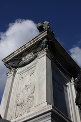 Details on Monument to Cavour on the Cavour square in Rome, Italy