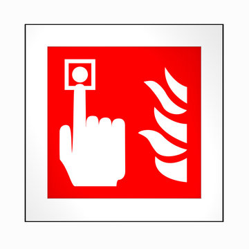 Brandschutzzeichen nach der aktuellen Form der ASR A1.3: Brandmelder. 2d render