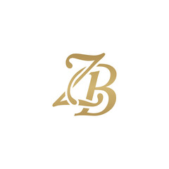 Initial letter ZB, overlapping elegant monogram logo, luxury golden color