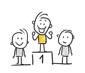 Strichfiguren / Strichmännchen: Erster, Podium, Gewinner. (Nr. 172)