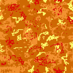 Seamless autumn camouflage of pixel pattern