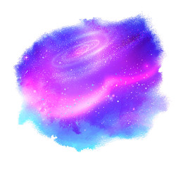 Watercolor stain with glowing outer space