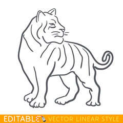 Tiger zodiac sign. Tiger Chinese year. Calendar 2022. Editable line sketch icon. Stock vector illustration.