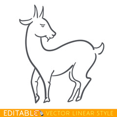 Goat zodiac sign. Sheep Chinese year 2027. Editable line sketch icon. Stock vector illustration.
