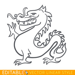 Dragon zodiac sign. Dragon Chinese year. Calendar 2024. Editable line sketch icon. Stock vector illustration.
