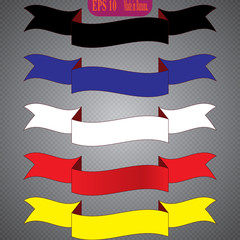 Install VARIOUS COLOR BANNERS. Collection of ribbons isolated on a transparent background.