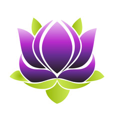 Purple lotus flower, vector icon