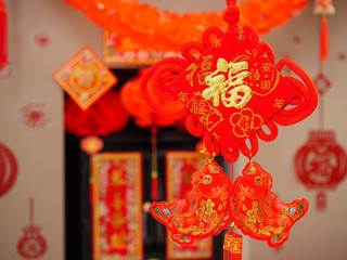 "Fu" means"lucky"  Chinese new year decorating greeting card