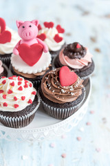 Cupcakes with love concept served,selective focus