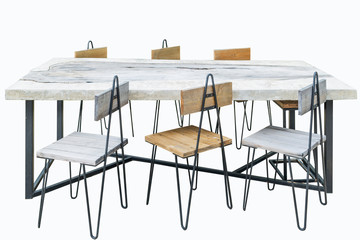 Beautiful set of table with chairs modern style on white background.