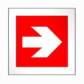 Brandschutzzeichen nach der aktuellen Form der ASR A1.3: Richtungspfeil, rechts. 2d render